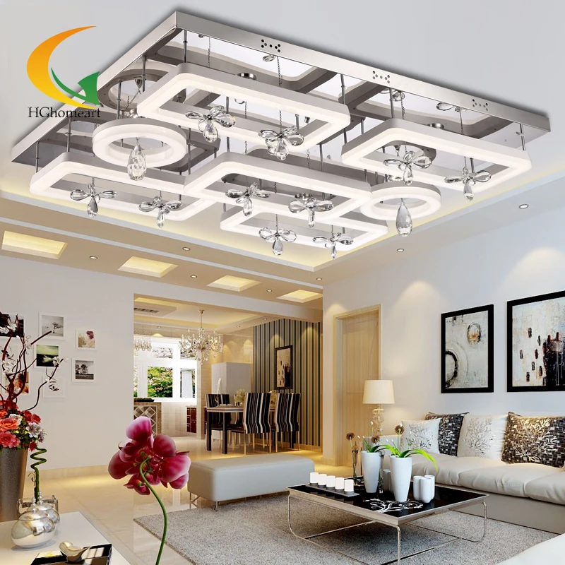 2015 new LED modern minimalist crystal ceiling lamp rectangular living room lights lamps lighting bedroom atmosphere
