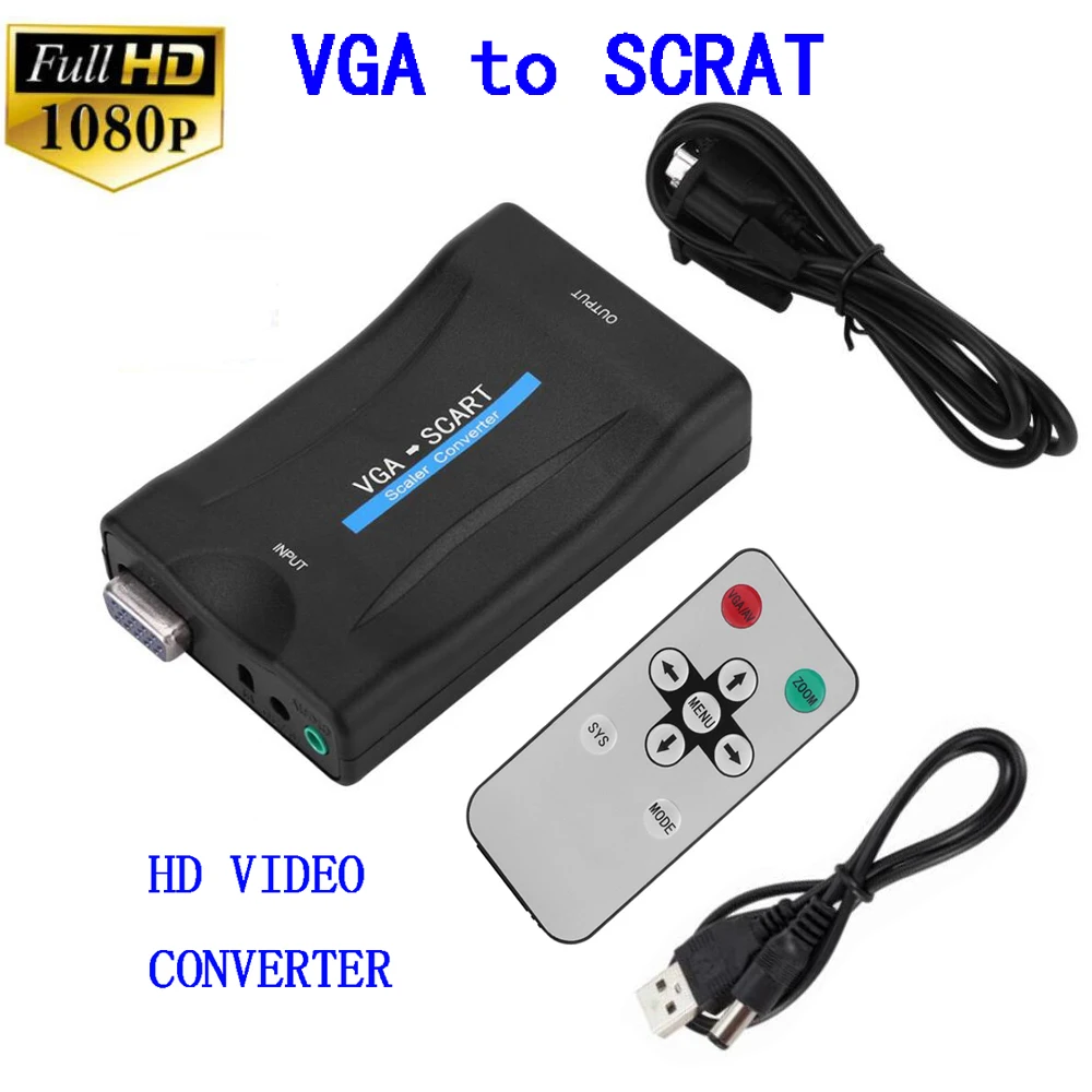 

VGA to SCART Video Audio Converter Adapter Conversor Digital for TV Signaling Adapter Connector Remote Control for Smart TV MAC