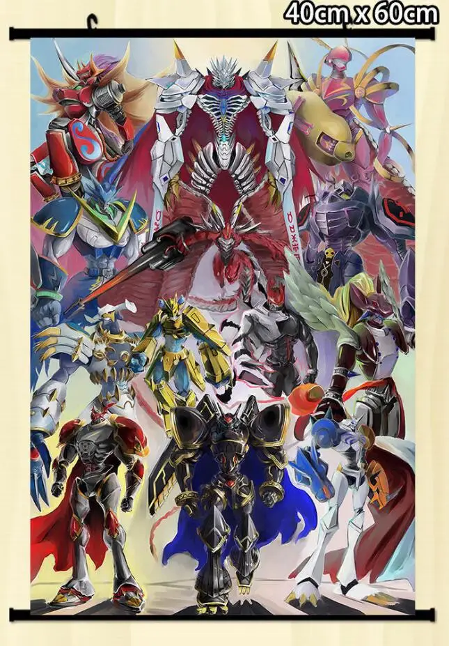 

Anime poster digimon adventure alphamon omegamon home decor Wall Scroll Japanese cartoon Decorative poster 60x90cm