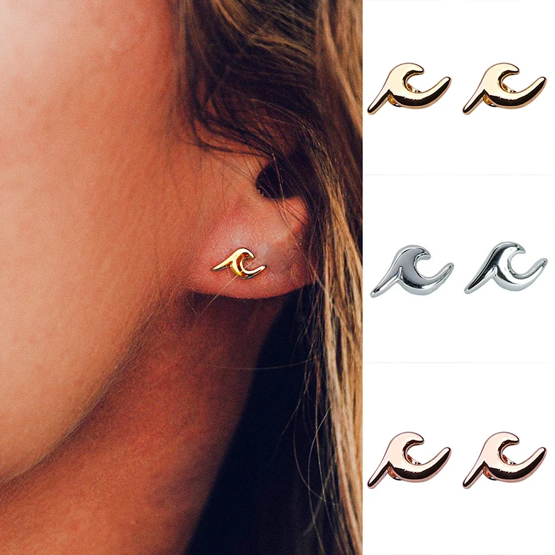 

New Trendy Concise Style Women Wave Shaped Stud Earrings Hot Popular Summer Female Earrings Jewelry Drop Shipping Moda Brincos