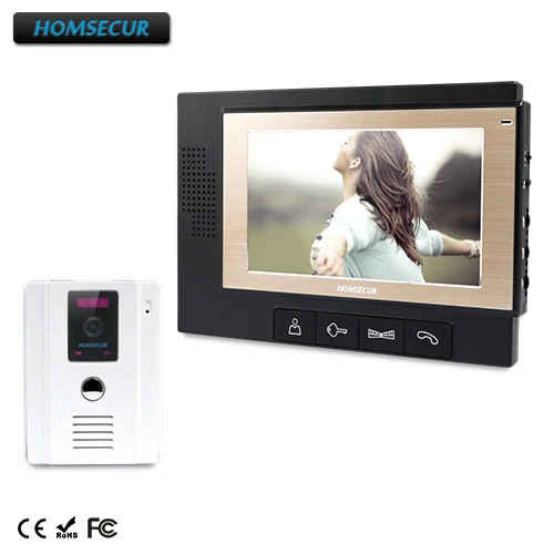 HOMSECUR 7 "Свободные Руки  Видео и Аудио Домашний Интерком + LCD Цветный Экран для Дома/Квартиры: TC011-W + TM702-B