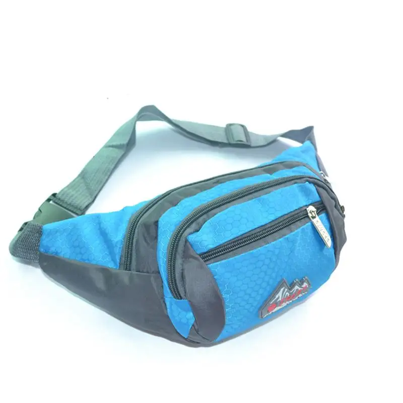 QINYIN военная сумка три кармана на молнии для мужчин и женщин Повседневная прочная поясная сумка поясные сумки ремень холст Хип бум - Цвет: Синий