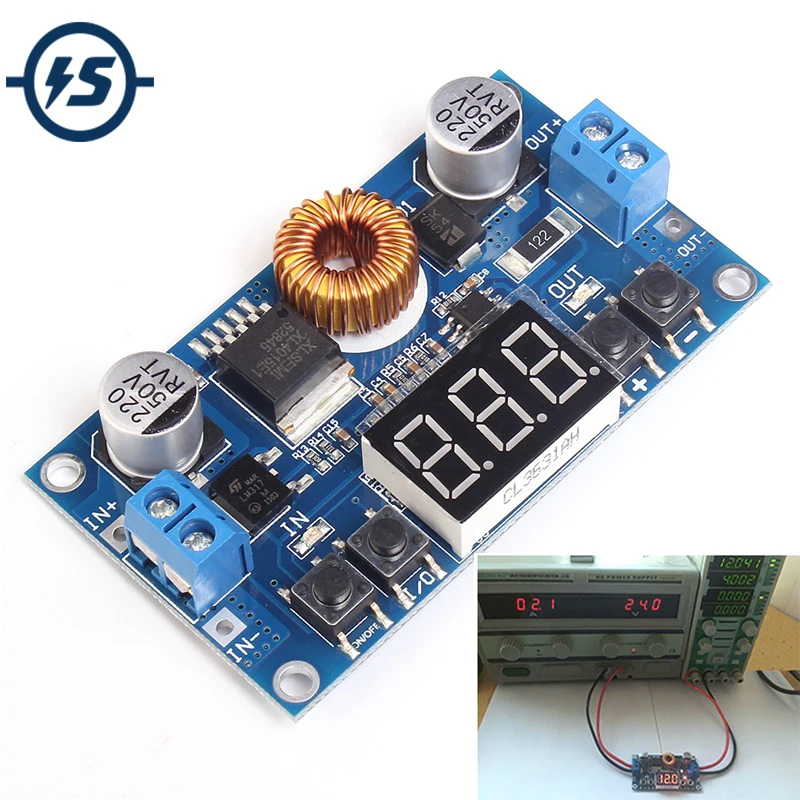

5A 5-36V To 1.2V-32V Step Down Module DC-DC Adjustable Voltage Buck Converter Board 75W With Voltmeter Digital LED Display
