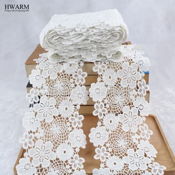 

african lace fabric 2019 high quality lace wedding decoration trim DIY 12yard Watersoluble milk silk embroidery wide lacefabrics