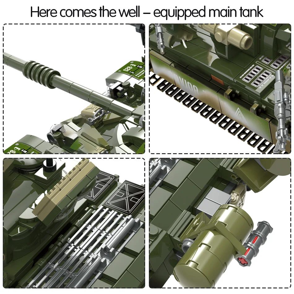 Военный российский T-72, основной боевой танк, строительные блоки, армейский солдат, фигурки, кирпичи, детские игрушки, совместимые блоки WW2