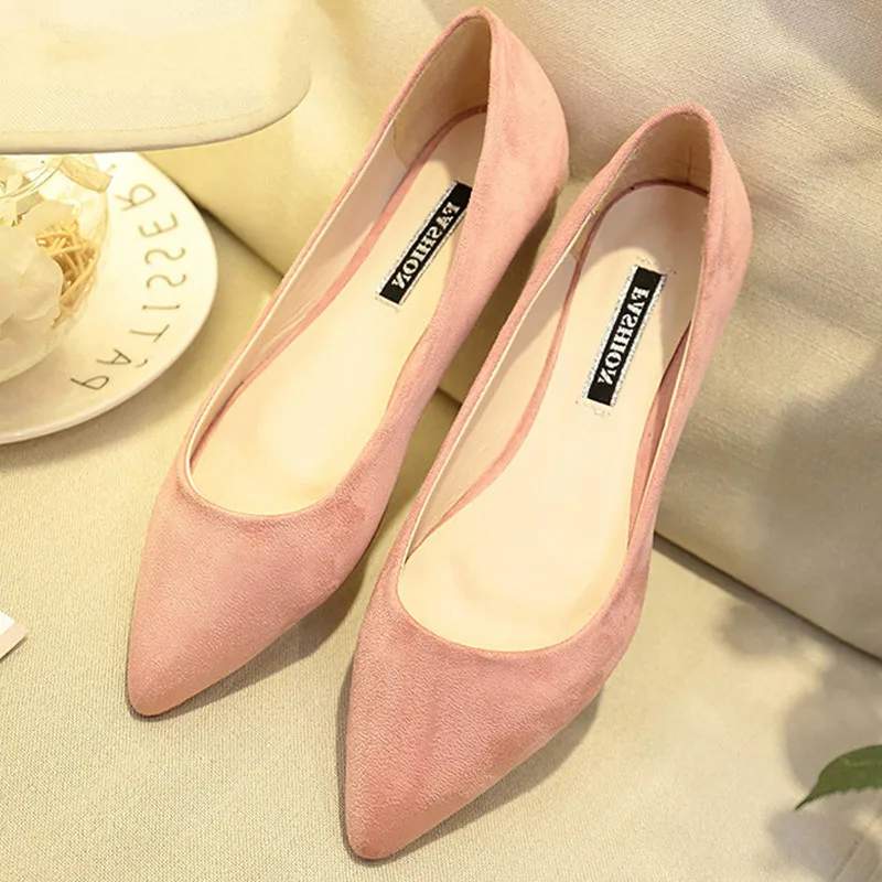

Dropshipping New Women Suede Flats Fashion High Quality Basic Mixed Colors Pointy Toe Ballerina Ballet Flat Slip on Shoes
