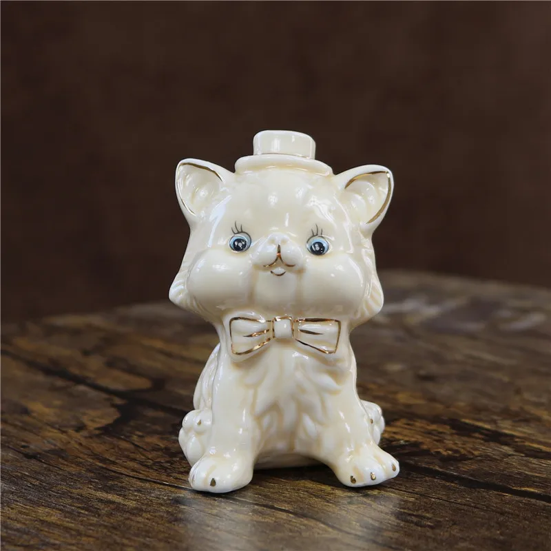 

Cute Porcelain Maiden Kitty Miniature Ceramic Boy Cat Statue First Love Pet Souvenir Decor Gift and Craft Ornament Accessories