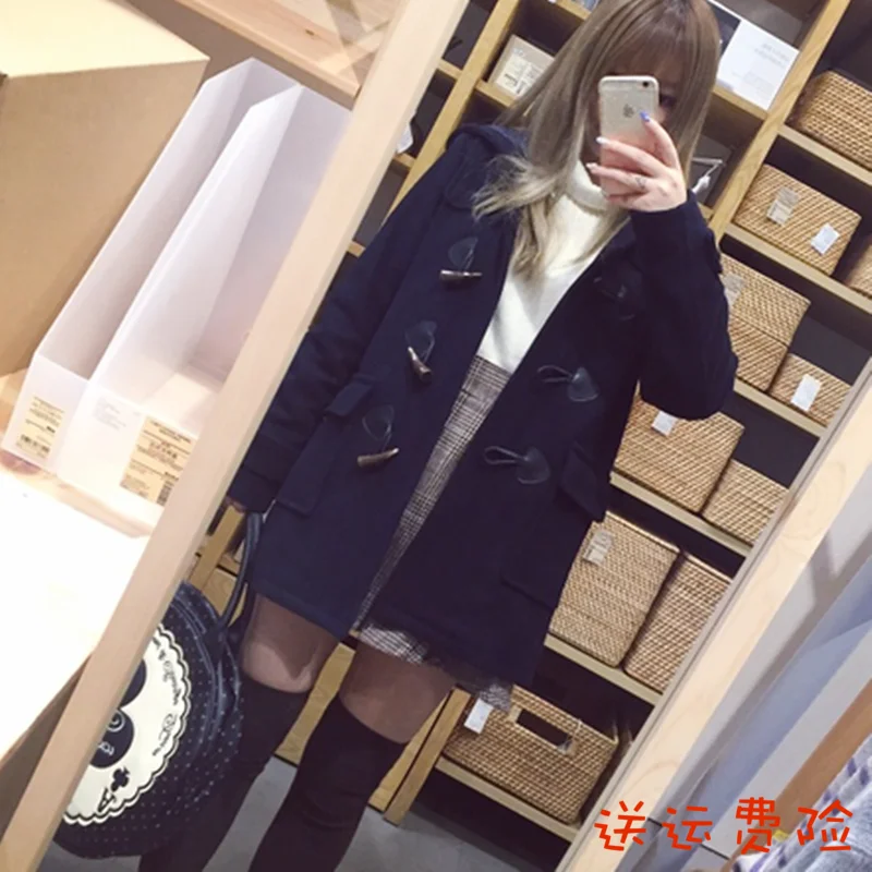 

2018 New Japanese Preppy Style Uniform Women Coat Autumn Winter Girls Cowhorn Woolen Jacket Student Sweet Slim Coats Warm