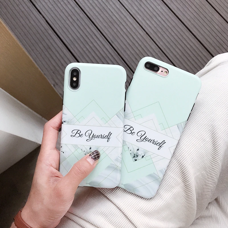 

FastDeng Mint Green Marble Text Be Yourself Soft TPU Case For Iphone 6 6S 6PLUS 6S PLUS 7 7PLUS 8 8PLUS X XS XR XS MAX