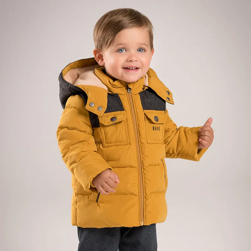 DB5570 dave bella/зимняя куртка-пуховик для маленьких мальчиков детское пуховое пальто с подкладкой детская верхняя одежда с капюшоном