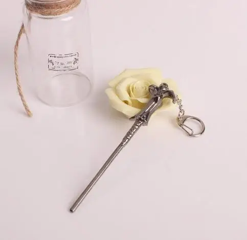 Hp Potter Movie Time Turner ожерелье с песочными часами шесть фаланги волшебные палочки для ключей подвеска металлическая фигурка кольцо для ключей с игрушкой ожерелье - Цвет: 10
