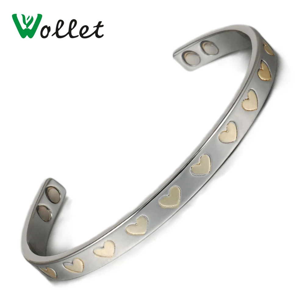 

Wollet New Arrival Jewelry Heart Design Copper Bangle Healing Energy Balance Bio Magnetic Pure Copper Cuff Bracelets Bangles