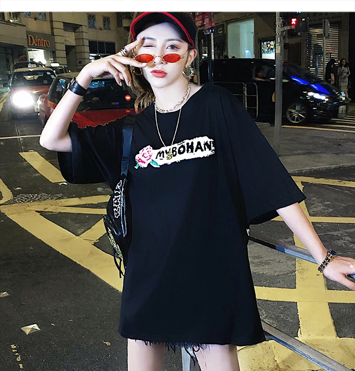 Aelfric цветок змея печатных китайский стиль мощность футболка для женщин хип хоп повседневное свободные пара футболка корейский Harajuku Готик