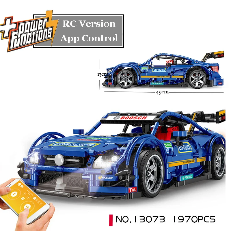 Technic 1970 шт. двигатель RC версия приложения Голосовое управление включает светодиодный фонарь синий гоночный автомобиль строительные блоки игрушки Совместимые наборы - Цвет: NO BOX