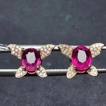 

Fidelity natural classic 5*7mm rupee pink tourmaline stud earrings s925 silver fine jewelry for women party Natural gemstone