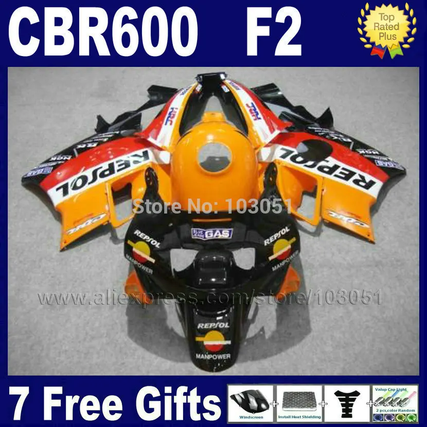 Обтекатель для Honda repsol оранжевый обтекаемый комплект с баком 1991 1994 CBR 600 F2 CBR600 F 91 92