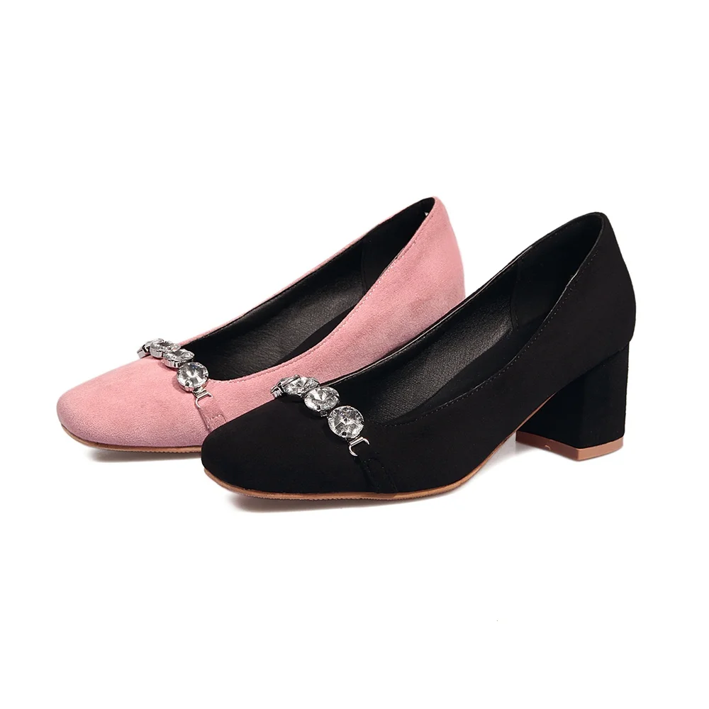 Casual Memunia Concise Zapatos Calidad Bombas rosado Tacones Otoño Gruesos Alta Toe Cuadrados Primavera Negro Moda Mujeres 11TxIqg