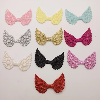 

200pcs/Lot 5x3.3cm Shiny Angel wing Head Padded Applique Crafts for scrapbooking girls hair accessories bows