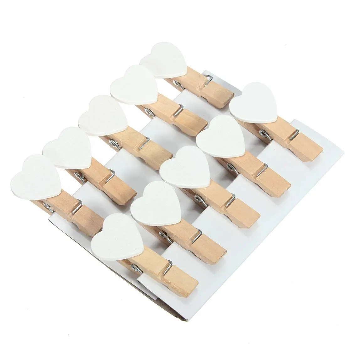 50 قطعة 3.5 سنتيمتر البسيطة القلب خشبية الغسيل ل ورق طباعة الصور خشبية ديكورات منزلية الترفيه الإبداعية الأبيض