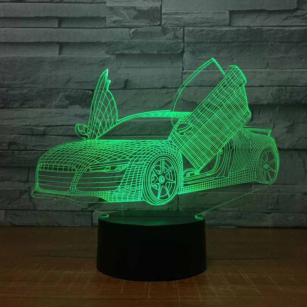 En Ligne Multi Choix Frais De Voiture De Sport Auto 3D Night Light Nouveauté 7 Couleurs Changeantes LED Bureau Lampe de Table 3D Illusion Lampes pour les Garçons Cadeaux