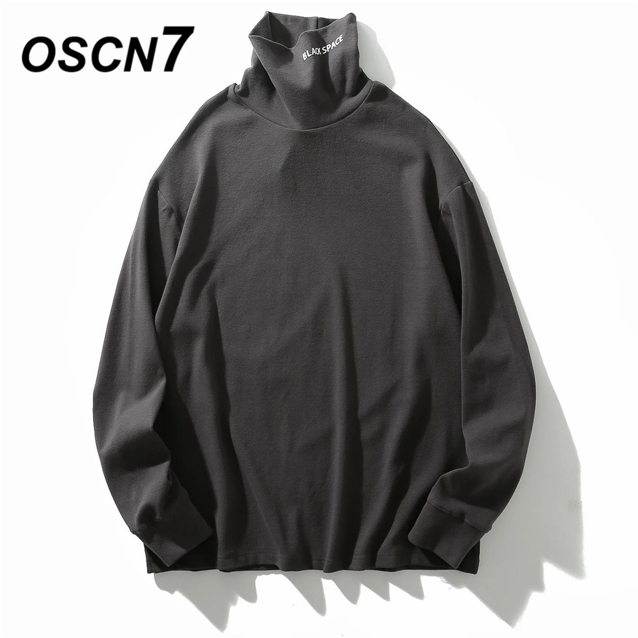 

OSCN7 Graphics Print Men's Long Sleeve T-Shirts 2019 Fall Turtleneck Tshirts Men Hip Hop Casual Women Top Tee Streetwear 9799