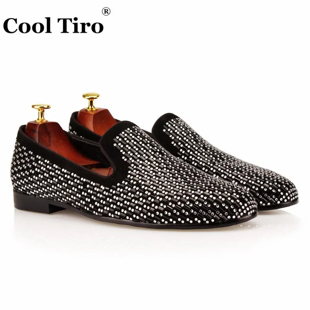 Strass Men Loafers Black Suede Moccasins (7)