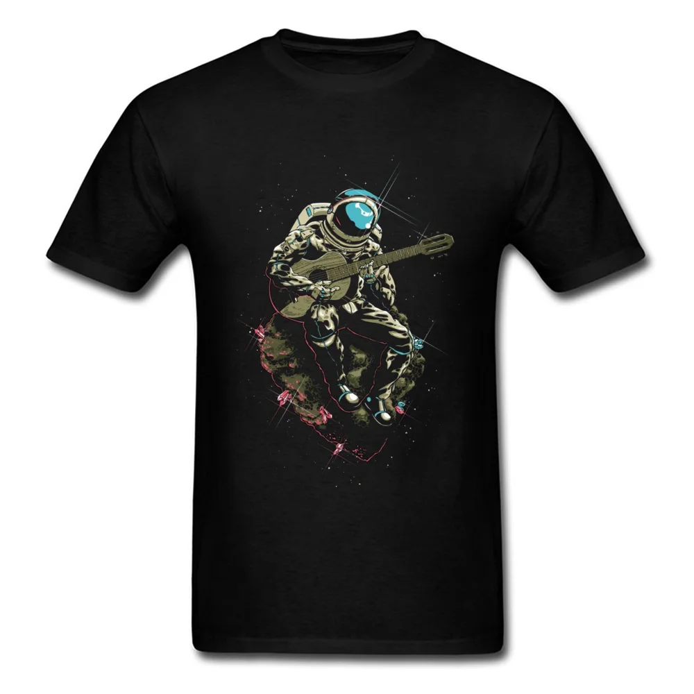 Design Astronaut-Guitar-Player190617 T-Shirt for Men Faddish VALENTINE DAY Round Collar Cotton Short Sleeve T-Shirt Tops Shirts Astronaut-Guitar-Player190617 black