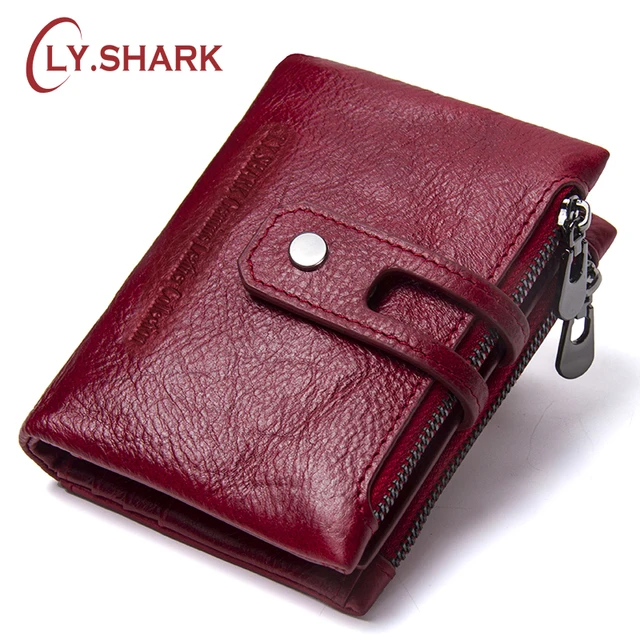 LY.SHARK small wallet female wallet women genuine leather purse credit card holder coin purse lady wallet zipper walet money bag
