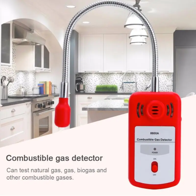 

8800A Sensitive Useful Gas Analyzer Combustible Gas Detector Portable Gas Leak Location Determine Tester with Sound-light Alarm