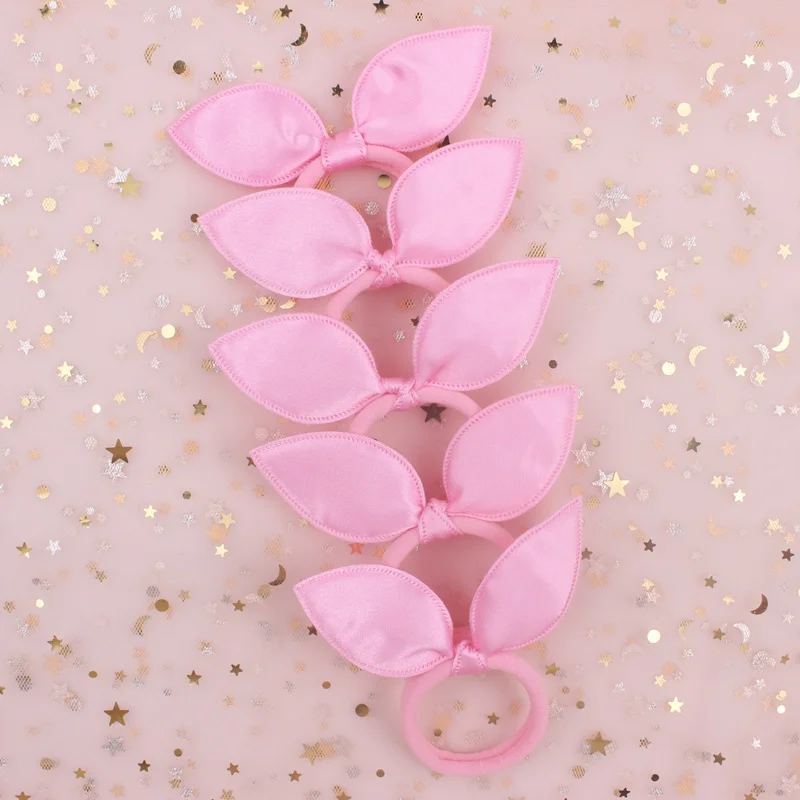 

2019 NEW Fashion Smooth and bright Cloth material Solid Rabbit ears girls Elastic Hair Bands hair accessories for women 5pcs/lot