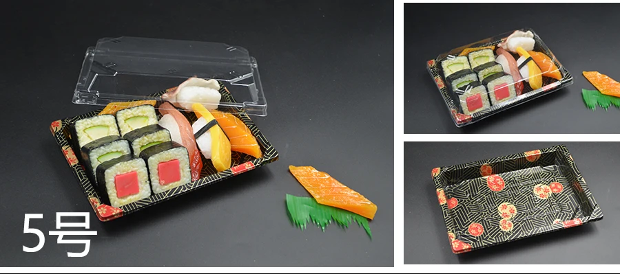 100 комплектов одноразовых коробок для суши, прямоугольная коробка с крышкой, прозрачная коробочка из пластика, китайские коробки для еды