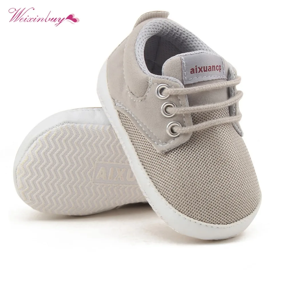 WEIXINBUY Newborn Baby Boy Girl Shoes First Walkers Spring Autumn Baby Boy Soft Sole Shoes Infant Canvas Crib Shoes 0-18 Months