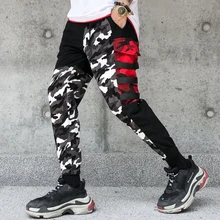 April MOMO, мужские весенние камуфляжные Лоскутные хип-хоп штаны, спортивные штаны, брюки-карандаш, мужские повседневные Модные уличные штаны