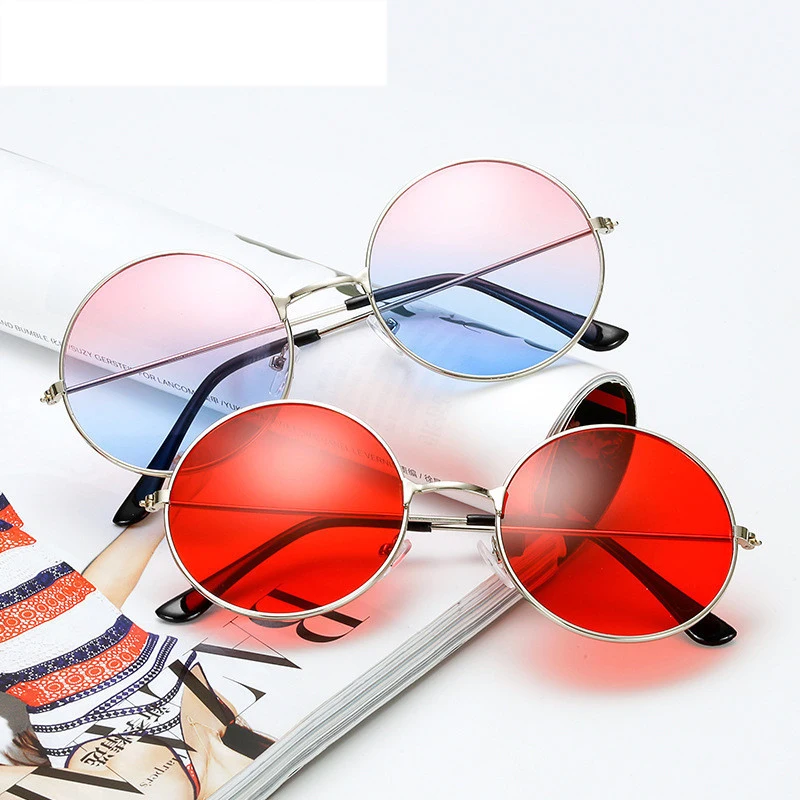 

2018 Hot Steampunk Gothic Pink Round Classic Sunglasses Women Men Shades New Sun Glasses gafas de sol mujer luxury brand Retro