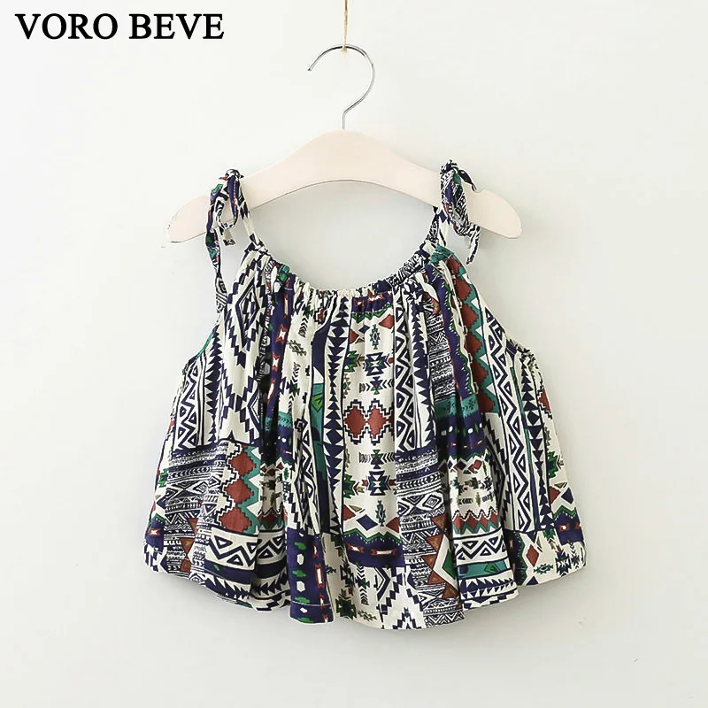 

VORO BEVE Fashion Kids Clothes 2017 Summer Children Clothes Princess Dress Baby Girls Sundress Ethnic Style Print Vest Sundress
