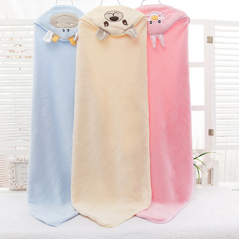 

Newborn Blanket Baby Blanket Coral Fleece Hooded Bath Towel Blanket Cartoon Hat0 To 2 Years Old