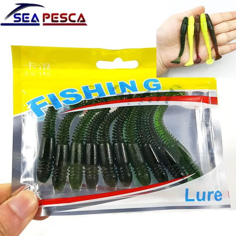 

SEAPESCA 10Pcs Soft Lure Bait 75mm 3.2g Silicone Bait Worms Fishing Lure With Salt Smell Fishing Takcle Grub Artificial Lures