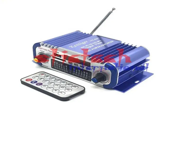 DHL или FedEx 10 шт. автомобильный усилитель MP3 FM/USB плеер цифровой дисплей усилитель мощности с пультом дистанционного управления красный синий