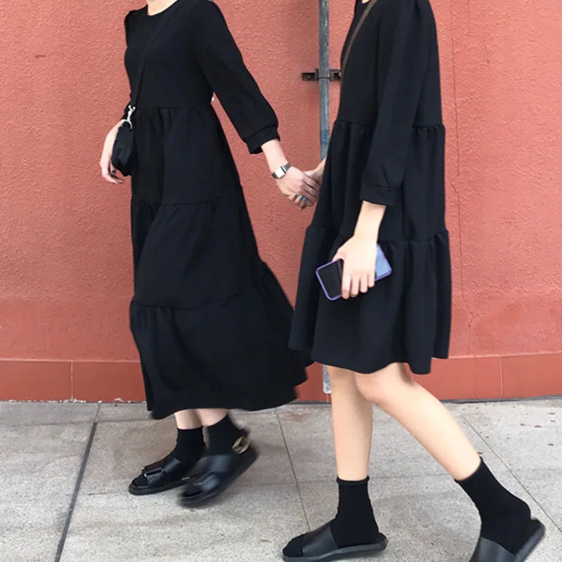 Wixra лето три четверти черное платье женское длинное платье Весна Лето свободные платья для женщин
