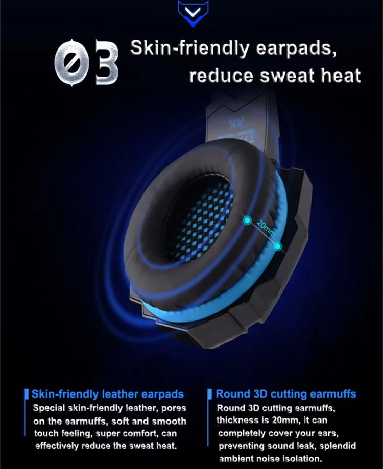 SOKELYG9000 USB Gaming Headphones With Microphone 7.1 Surround Sound Game Headset LED Light For Laptop Tablet PS4 PC (5)