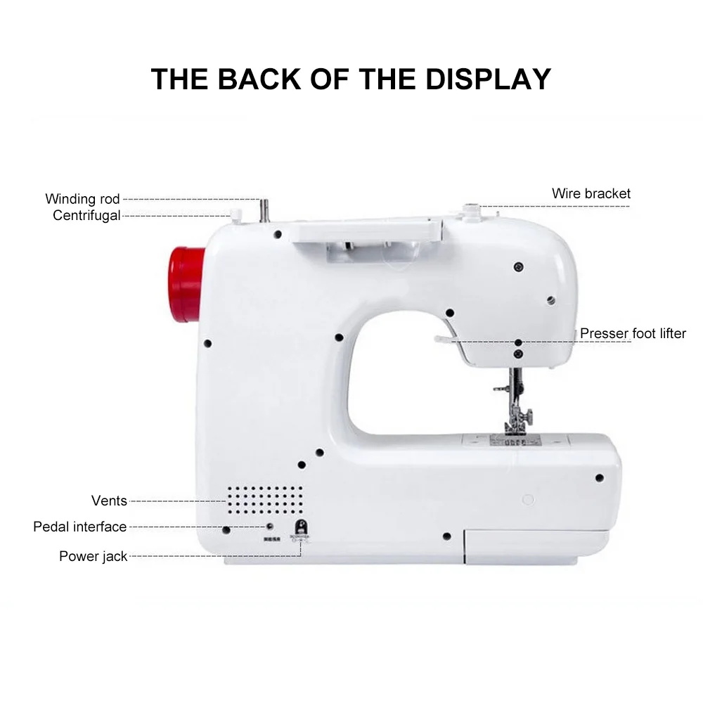 Электрическая бытовая швейная машина, 30 узоров для стежков, двойная нить, профессиональный Регулируемый скоростной светодиодный дисплей, прижимная педаль