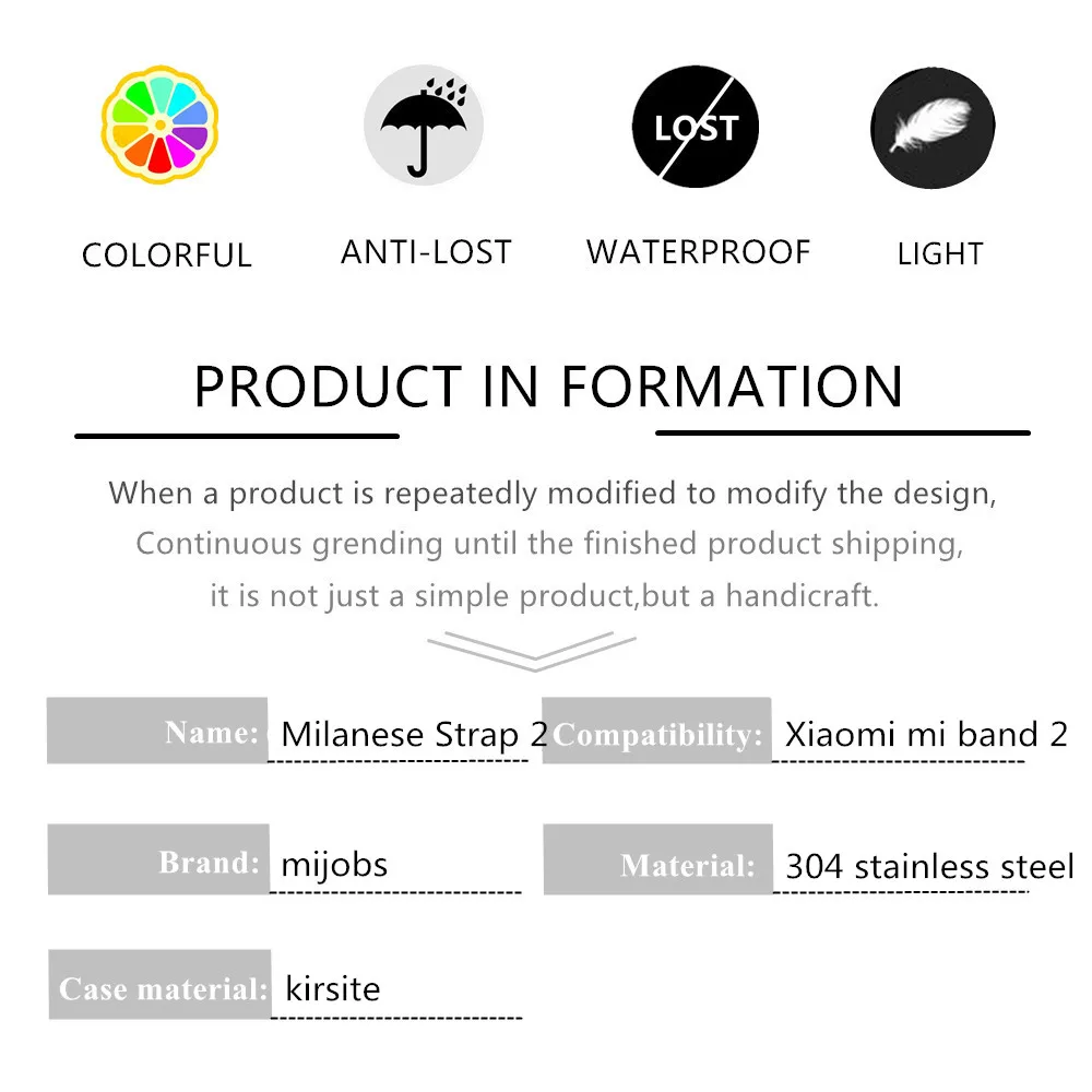  MiBand 2 Wristband black Magnet Metal Mijobs Mi Band 2 Strap Bracelet for xiaomi Mi Band 2 wrist st - 33008363038