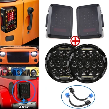 

Car 7 Inch 75W Led Headlight White DRL + JK Led Rear Light Taillight For Jeep Jk Wrangler Accessories