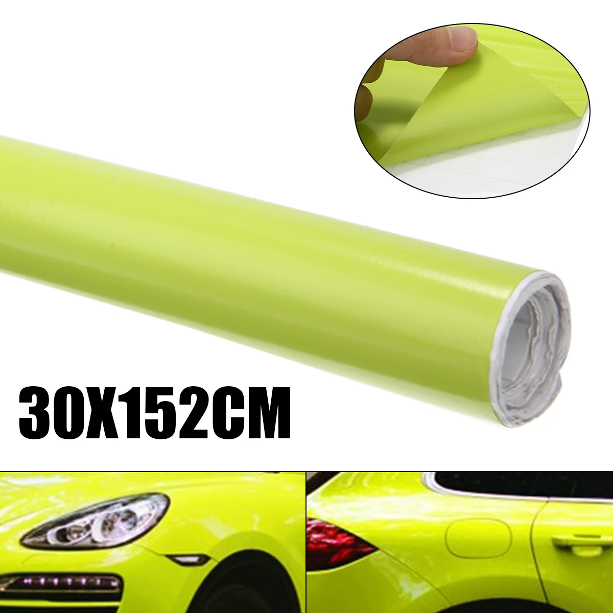 New Arrival 1pc 30x152cm Neon Yellow Car Vinyl Foil Film Wrap Roll Sticker Decal Bubble Free
