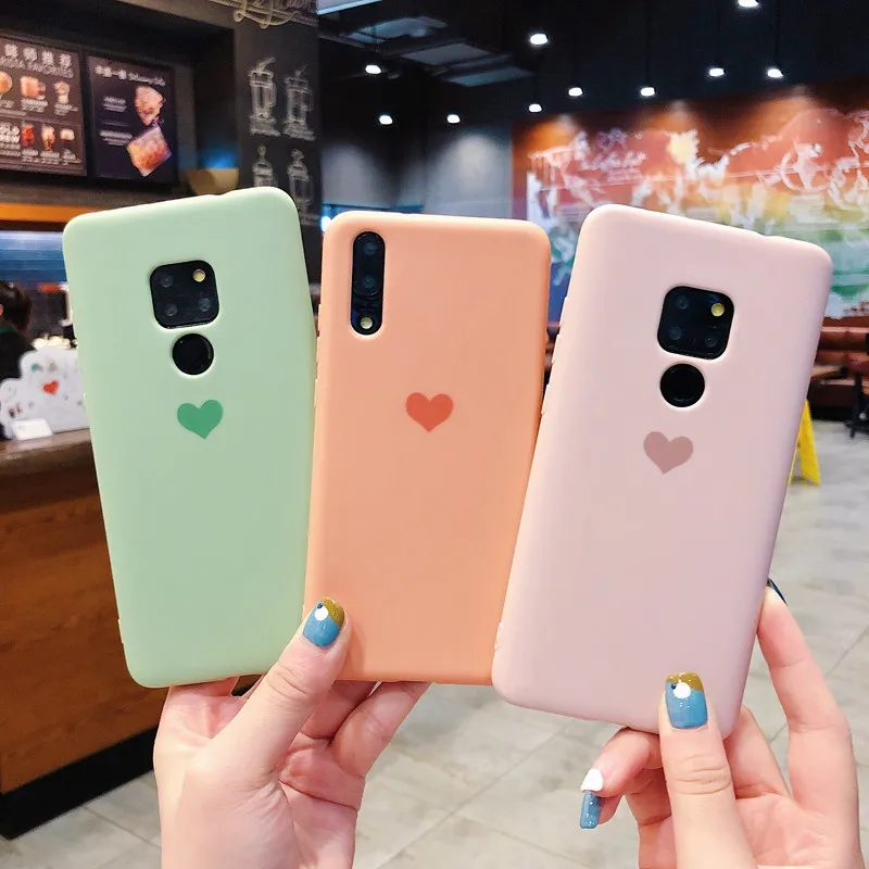 

For Huawei P20 mate 20 10 lite P30 Y7 pro Y9 2019 Nova 4 Love Heart Print Cases Back Covers For Honor 8X 10 9 lite Soft TPU Case