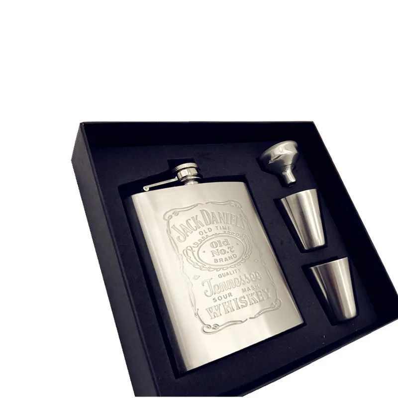 

Mini 7oz whisky FunneI imprint liquor Flagon Holiday Gifts Festival cccp Stainless steel 304 Alcohol Vodka Jack Hip Flask SET