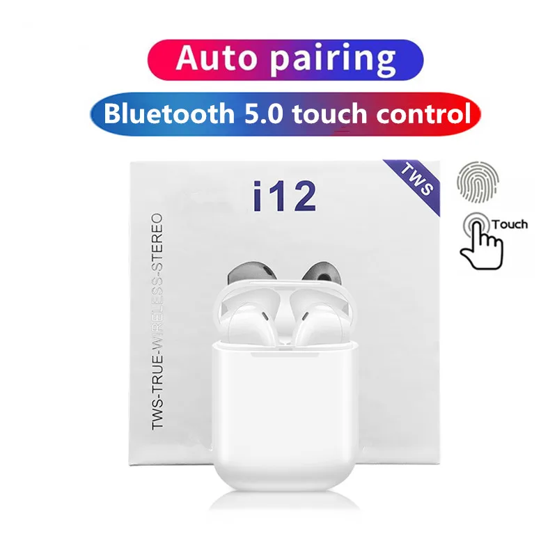 

Original i12 TWS Bluetooth 5.0 Earphone Sports Sweatproof Headphone Touch Wireless Headset mini Earbuds for i10 i20 i30 i60 i80