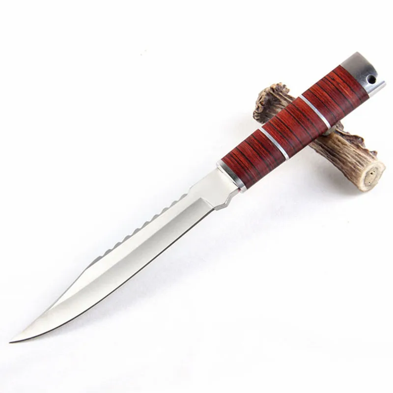 

DuoClang Hunting Combat Survival 440 Steel Fixed Blade Knife Steel+ Pakka Wood Handle Self-Defense Knife Tools