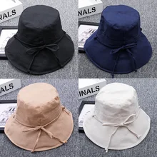 Новая одноцветная струнная шляпа х/б козырек Дамская Летняя Складная Кепка с покрывалом Рыбацкая шляпа средство для защиты от солнца шапочка для бассейна C20