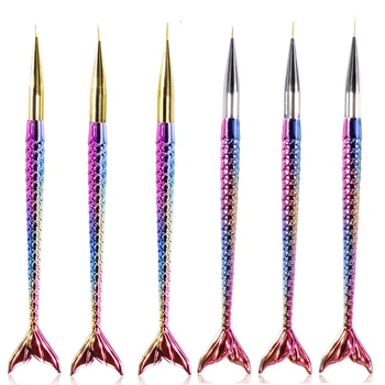 

3Pcs/set 7/9/11mm Nail Art Gradient Mermaid Design Painting Drawing Pen Liner Lines Stripes Brush Flower Nail Art Manicure Tools